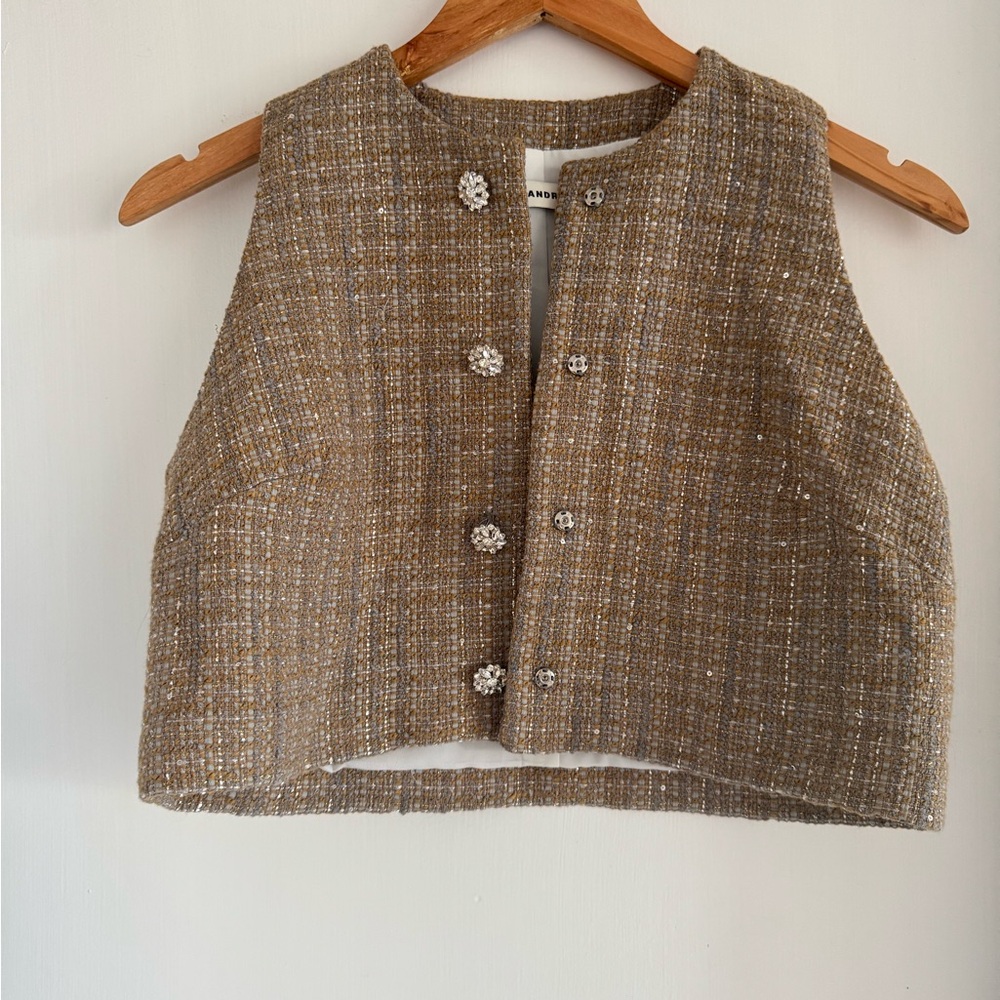 Sandro Brown Tweed Women's Vest